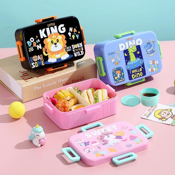卡通方扣密封餐盒600m